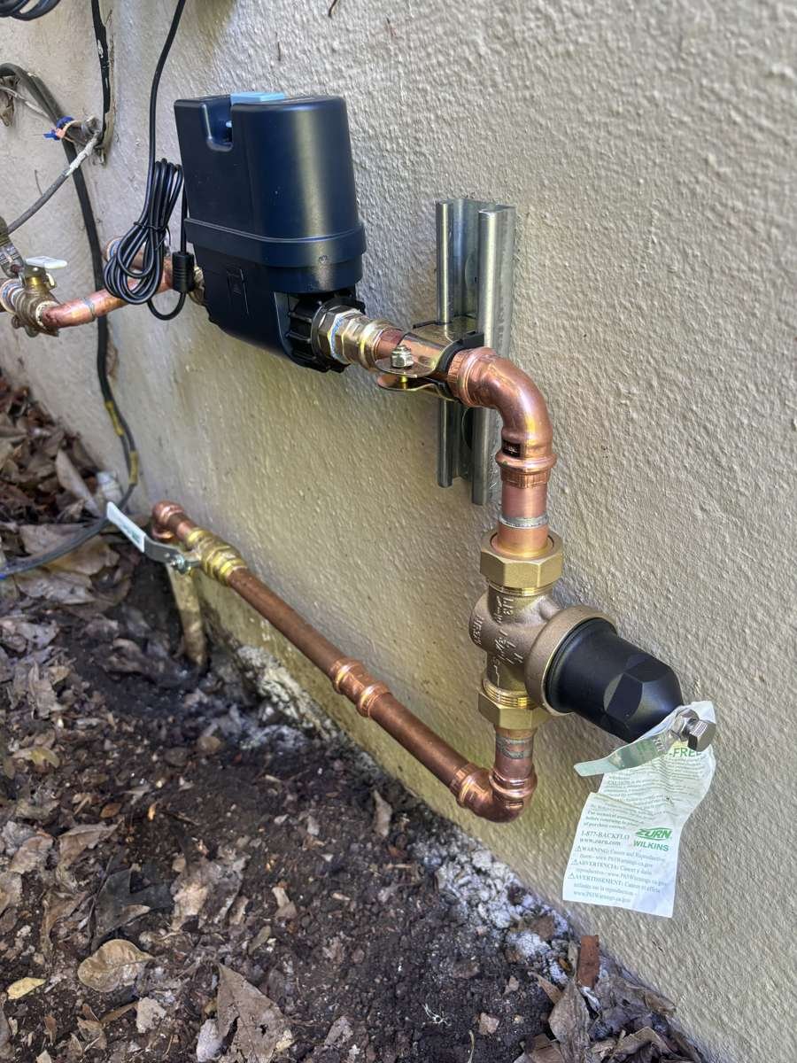 Pressure regulator and smart shut-off valve on a copper main line